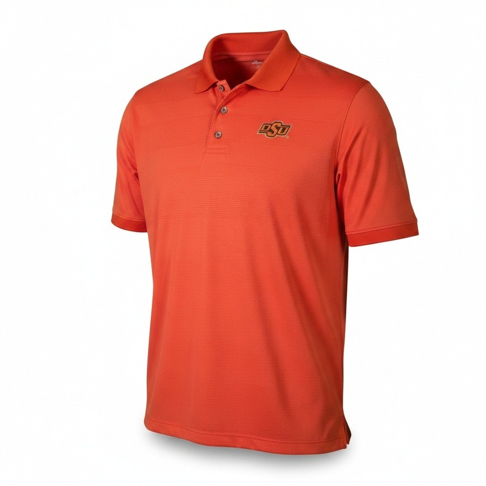 Oklahoma State Cowboys Mens Orange Striped Polo Shirt OSU NCAA‎ Large L